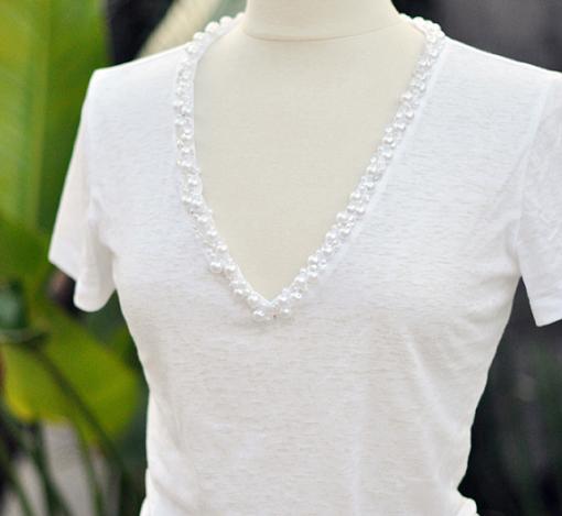 customizar camisetas basicas con perlas