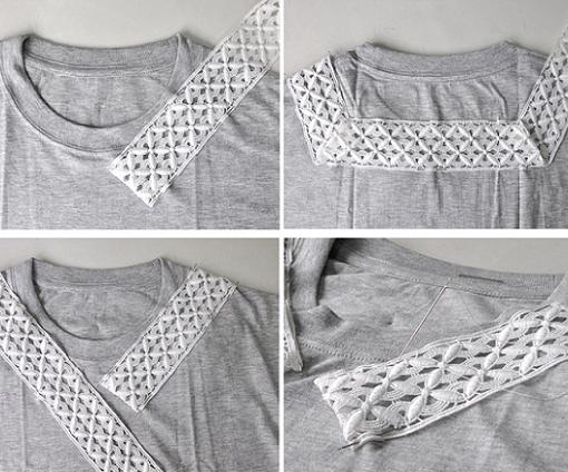 customizar camiseta con encaje en el cuello